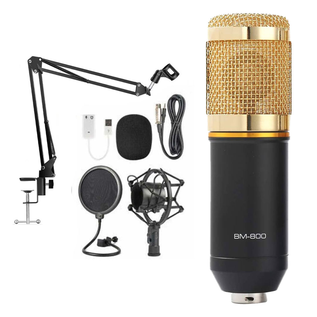 Microfono Condenser Bm800 Usb Kit Brazo Filtro Araña Antipop