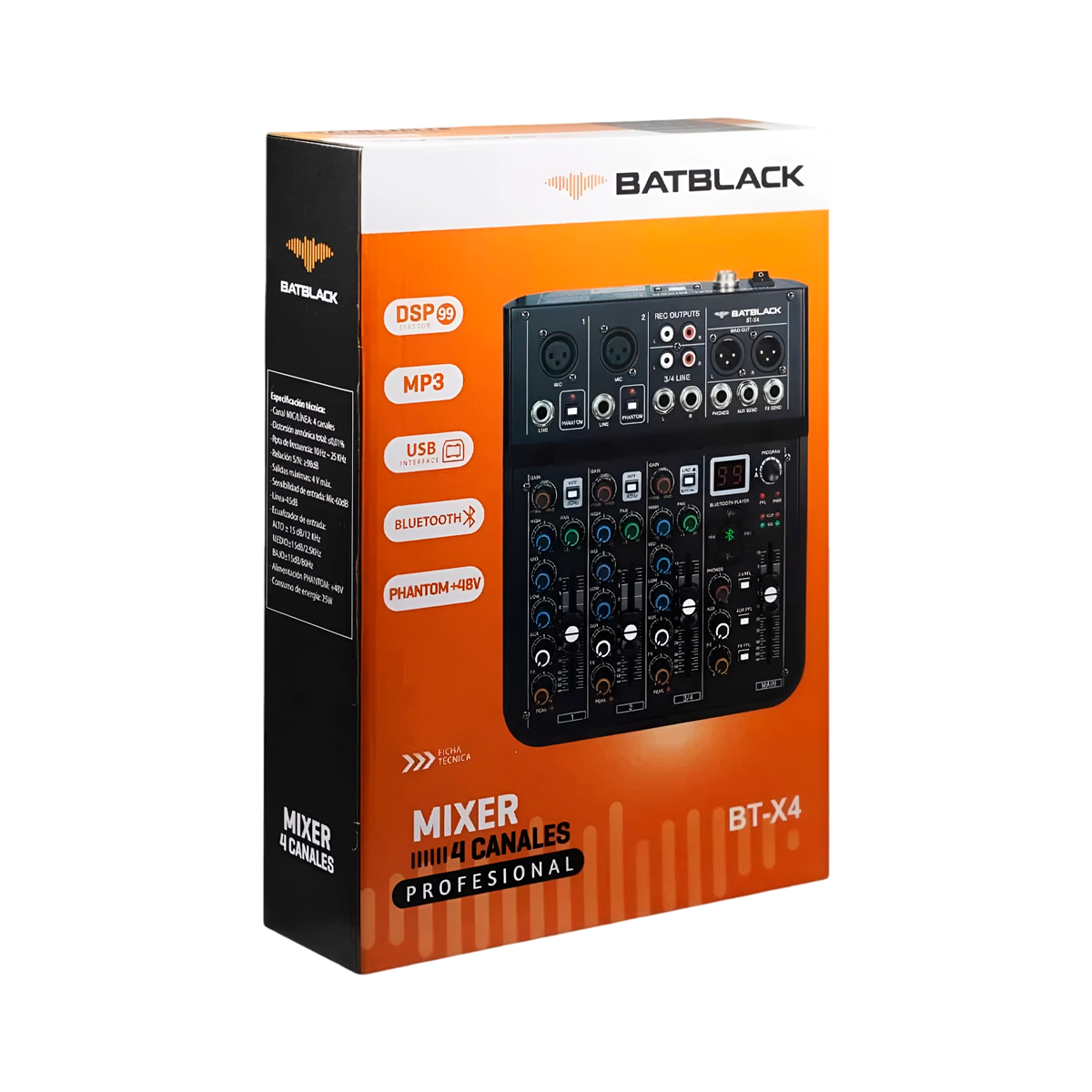 Mixer de 4 Canales BATBLACK BT-P4X - Imagen 2